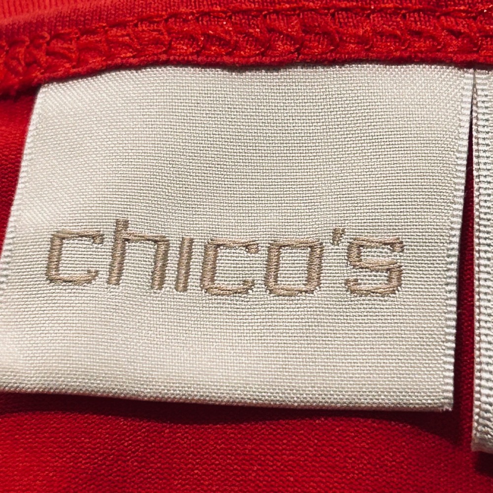 Chicos Red Scoop Neck Tank Top Size 2 Med/Large Stretch Nylon Sleeveless Shell - Picture 6 of 9